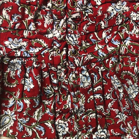 Anthropologie Feather Bone Latrobe floral lace-up smocked peplum blouse - Picture 5 of 9